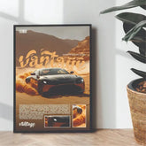 Aston Martin desert vintage illustration poster - wall art